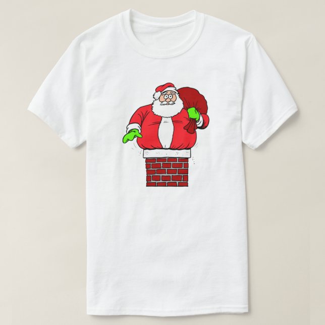 Funny Santa Claus Weight Joke Holiday Humour Xmas T-Shirt (Design Front)