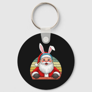Funny Santa Claus With Bunny Ears For Christmas An Key Ring