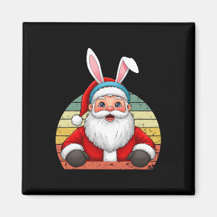 Funny Santa Claus With Bunny Ears For Christmas An Magnet