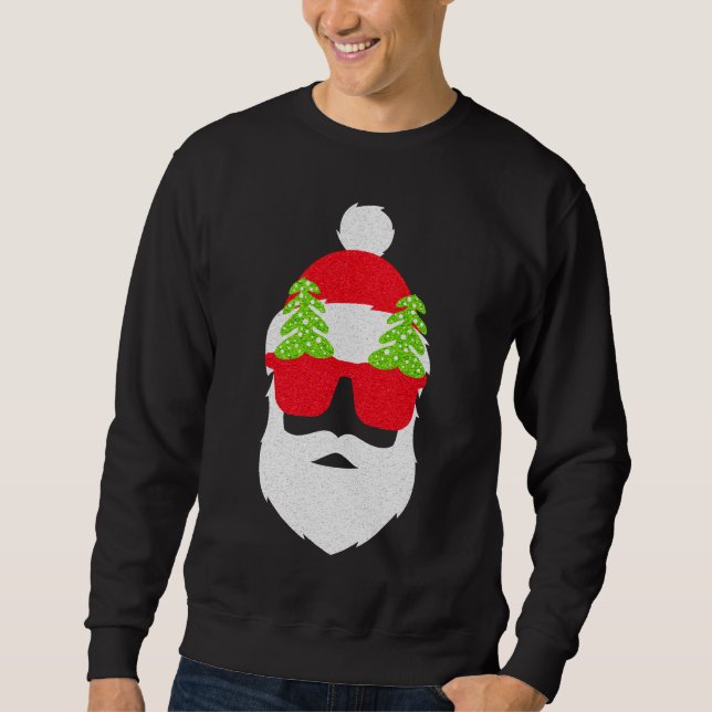 Funny Santa Claus with Christmas Sunglasses Sweatshirt (Front)