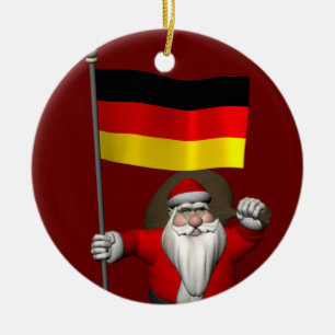 Funny Santa Claus With Ensign Of Germany Ceramic Ornament