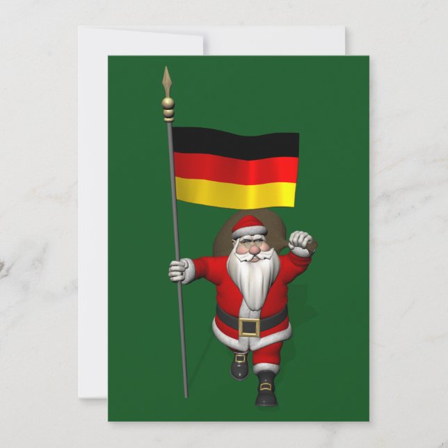 Funny Santa Claus With Ensign Of Germany Holiday Card (Front)