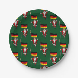 Funny Santa Claus With Ensign Of Germany Paper Plate