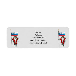 Funny Santa Claus With Ensign Of Slovenia Return Address Label