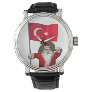 Funny Santa Claus With Flag Of Turkey Watch