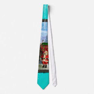 Funny Santa Claus with reindeer and sleigh Tie
