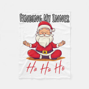 Funny Santa Claus Yoga Christmas Lotus Pose Medita Fleece Blanket