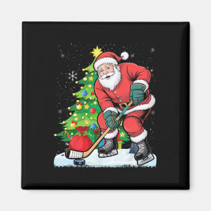Funny Santa Clause Christmas Ice Hockey Kids For B Magnet