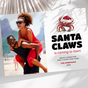 Funny Santa Claws Christmas Photo Holiday Card