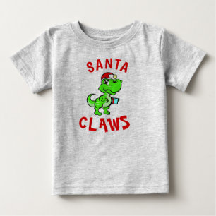 Funny Santa Claws Dinosaur Baby's 1st Christmas  Baby T-Shirt