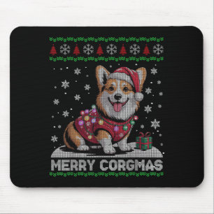 Funny Santa Corgi Dog Merry Corgmas Ugly Sweater C Mouse Pad