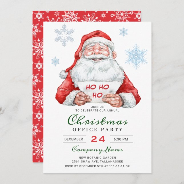 Funny Santa Corporate Holiday Christmas Party Invitation (Front/Back)