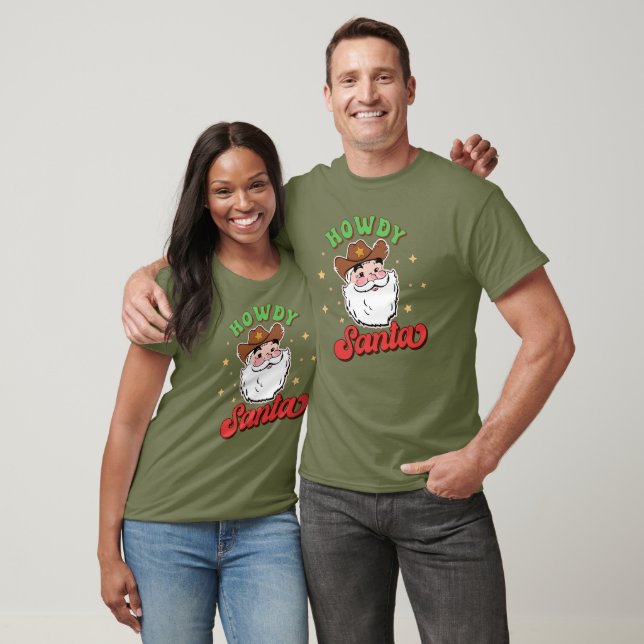 Funny Santa Cowboy Texas Christmas T-Shirt  (Unisex)