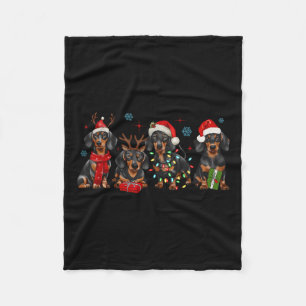 Funny Santa Dachshund Christmas Dachshund Dog Love Fleece Blanket