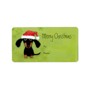 Funny Santa Dachshund Christmas Label