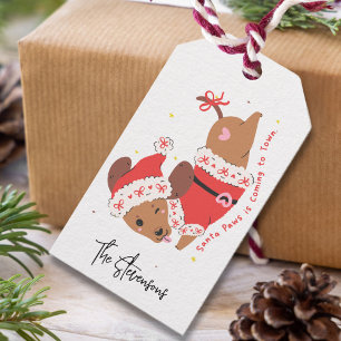 Funny Santa Dachshund Holiday Gift Tags