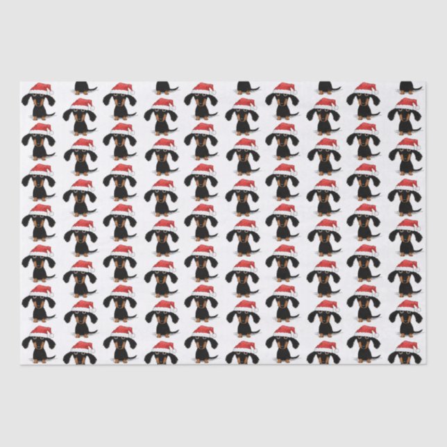 Funny Santa Dachshunds Cute Wiener Dog Christmas Tissue Paper (Front)