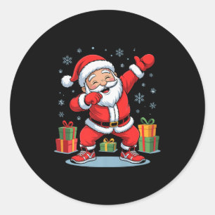 Funny Santa Dancing Holiday Christmas Xmas Pajama  Classic Round Sticker