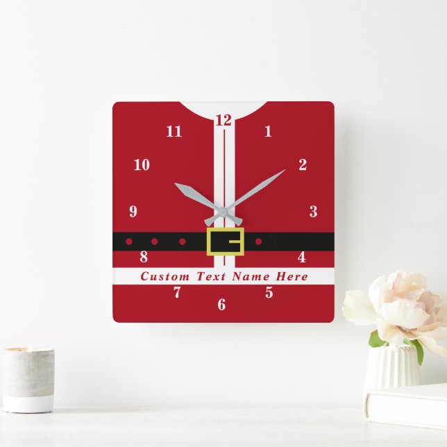 Funny Santa Design Christmas Clock Custom Text (Home)