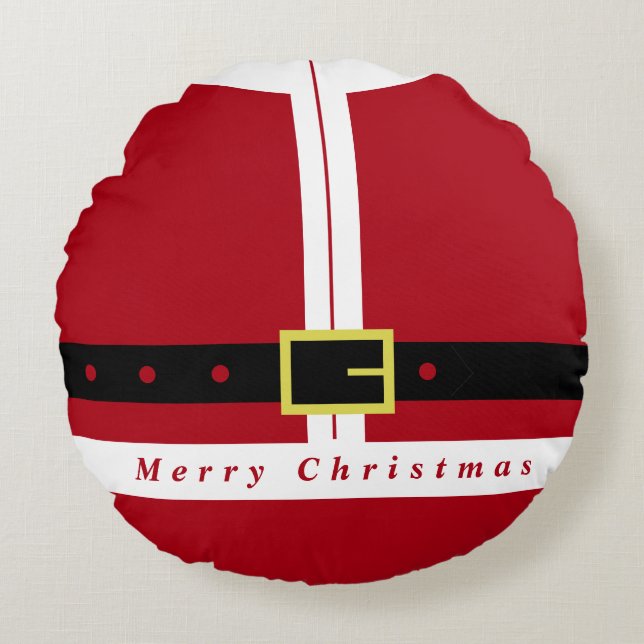 Funny Santa Design Christmas Round Pillow (Front)