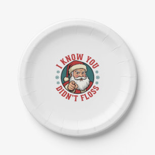 Funny Santa Didn't Floss Christmas Dentist Paper Plate