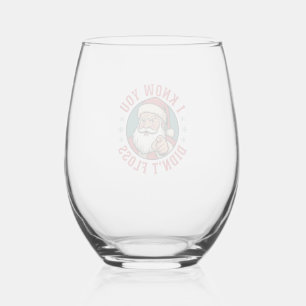 Funny Santa Didn't Floss Christmas Dentist Stemless Wine Glass