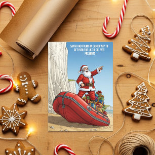 Funny Santa Dinghy Christmas Holiday Card