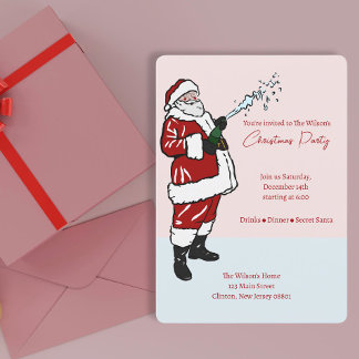 Funny Santa Dinner Party Christmas Invitation  