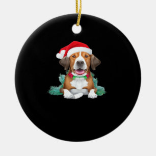 Funny santa dog Oversized T-Shirt Ceramic Ornament