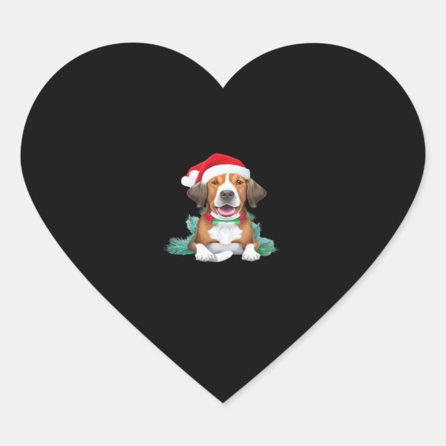 Funny santa dog Oversized T-Shirt Heart Sticker (Front)