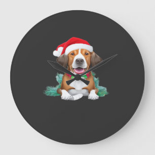 Funny santa dog Oversized T-Shirt Large Clock