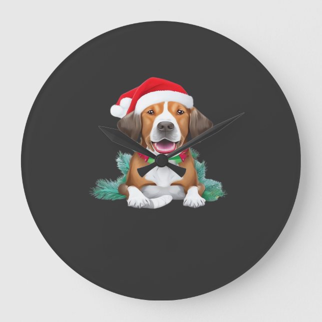Funny santa dog Oversized T-Shirt Large Clock (Front)