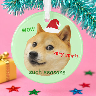 Funny Santa Doge Meme Shiba Inu Such Seasons Ornament