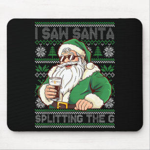 Funny Santa Drinking Beer Splitting G Christmas Ad Mouse Pad