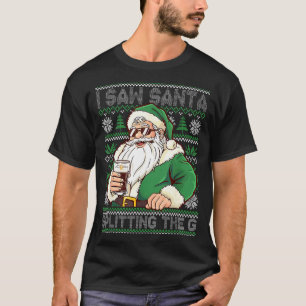 Funny Santa Drinking Beer Splitting G Christmas Ad T-Shirt
