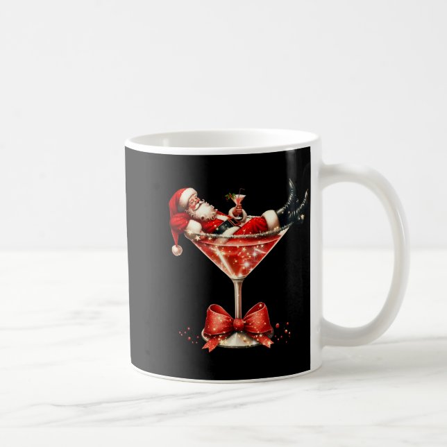 Funny Santa Drinking Martini Christmas Humor Men W Coffee Mug (Right)
