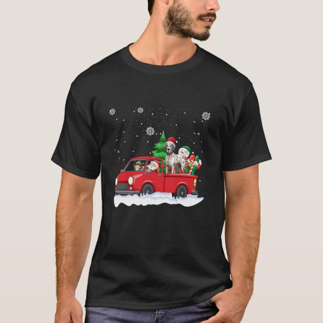 Funny Santa Driving Christmas Car Great Dane Santa T-Shirt (Front)