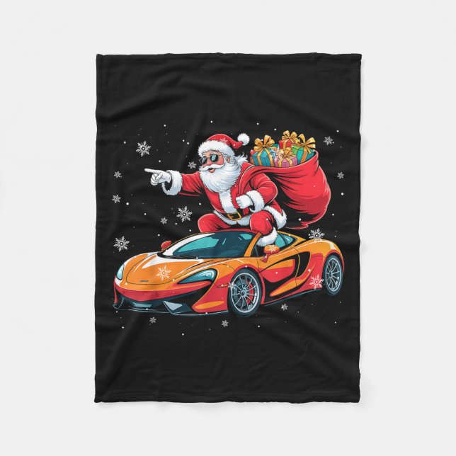Funny Santa Driving Srt Car Xmas Pajama Christmas  Fleece Blanket (Front)