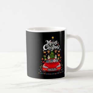 Funny Santa Driving Wagon Red Truck Christmas Tree Coffee Mug