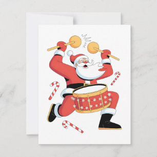 Funny Santa Drummer Ugly Christmas Xmas Drumming  Holiday Card