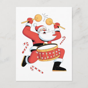 Funny Santa Drummer Ugly Christmas Xmas Drumming  Invitation Postcard