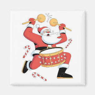 Funny Santa Drummer Ugly Christmas Xmas Drumming Magnet