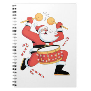 Funny Santa Drummer Ugly Christmas Xmas Drumming Notebook