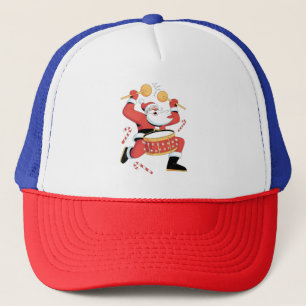 Funny Santa Drummer Ugly Christmas Xmas Drumming Trucker Hat