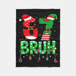 Funny Santa Elf 67 Bruh Christmas Meme Six Seven 6 Fleece Blanket