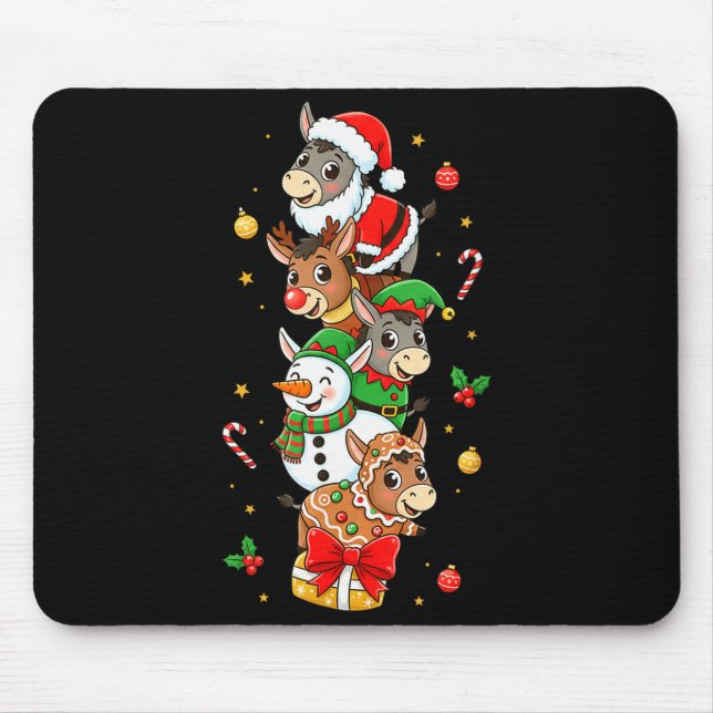 Funny Santa Elf Snowman Christmas Womens Mens Kids Mouse Pad (Front)