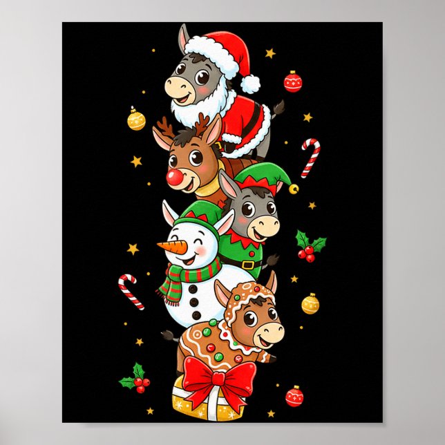 Funny Santa Elf Snowman Christmas Womens Mens Kids Poster (Front)