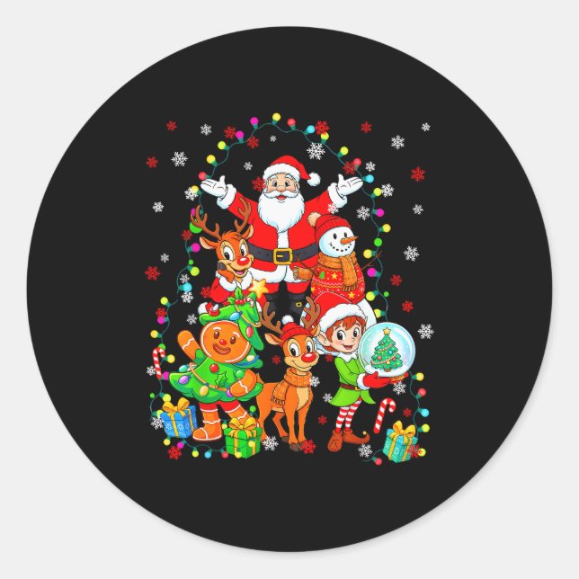 Funny Santa Elf Snowman Reindeer Gingerbread Chris Classic Round Sticker (Front)