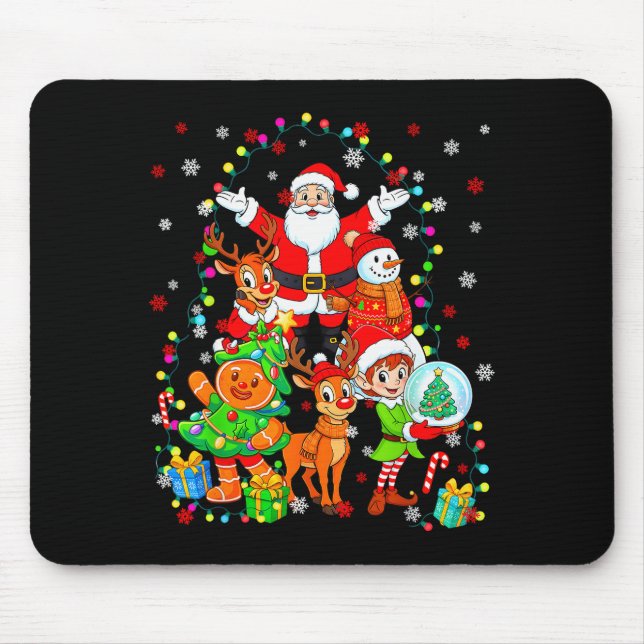 Funny Santa Elf Snowman Reindeer Gingerbread Chris Mouse Pad (Front)