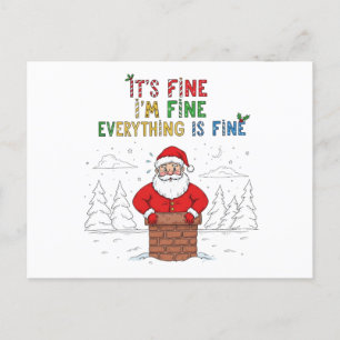 Funny Santa Everything is Fine Holiday Postcard
